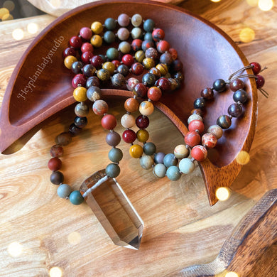 Grounding Earth Energy - 108 Australian Mookaite Jasper, Red River Jasper, Tiger Iron, and Polychrome Jasper