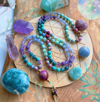 Ocean Floor - Sea Sediment Jasper, Dragons Egg Agate, Angelite, Blue + Lavender Chalcedony, Magnesite, Apatite, Amethyst, Jade, Green Angelite