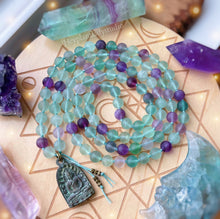 Load image into Gallery viewer, Optimist - 108 - Matte Rainbow Fluorite + Thai Buddha Mala