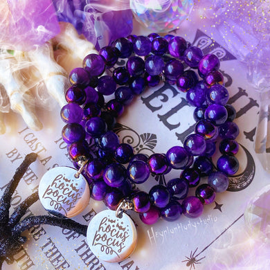 Hocus Pocus Charm Bracelet - Purple Tigers Eye + Amethyst