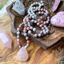 Load image into Gallery viewer, Surrounded in Love - 108 Bead Mala Necklace - Pink Botswana Agate + Rose Quartz