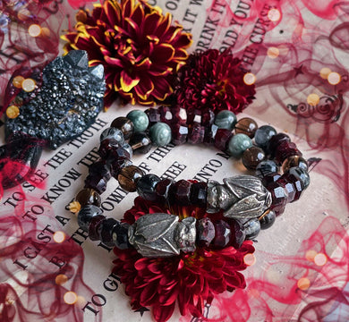 Vampire Bat - Stretch Gemstone Mala Bracelet