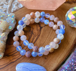Fairy Portal Bracelet - Opalite + Aura Rose Quartz + Mystic Sunstone