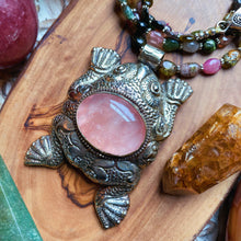 Load image into Gallery viewer, 85x50mm Lucky Frog Rose Quartz Pendant