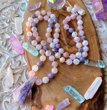 Load image into Gallery viewer, Radiant Goddess Mid Mala - Lepidolite + Peach Moonstone + Rose Quartz - 72 Beads