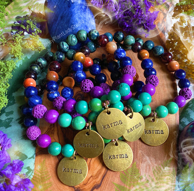 Good Karma Stacker -  Essential Oil Diffuser Bracelet - AAA Natural Sodalite + Kambaba Jasper