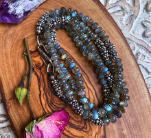 Load image into Gallery viewer, 32&quot; Flashy Labradorite Rondelle Bead Layering Chain