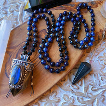 Load image into Gallery viewer, Midnight at the Castle Necklace  - 925 Sterling Labradorite Pendant + Black Tourmaline + Onyx
