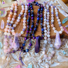 Load image into Gallery viewer, Andromeda- Mid Mala - AA Kyanite + Tigers Eye + Aura Quartz
