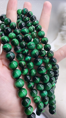 RESERVED 10mm + 12mm - Green Tigers Eye Mala + Bracelet Set