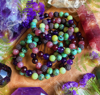 Ananda Essential Oil Diffuser Bracelet - Muscovite + Amethyst + Lava Bead