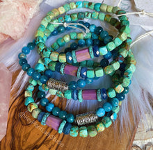 Load image into Gallery viewer, Lotus Pond Bracelet - Genuine Diamond Cut Turquoise + Phosphosiderite + Kyanite