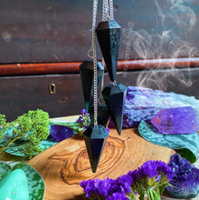 Load image into Gallery viewer, Black Tourmaline Pendulum - 7&quot; Chain