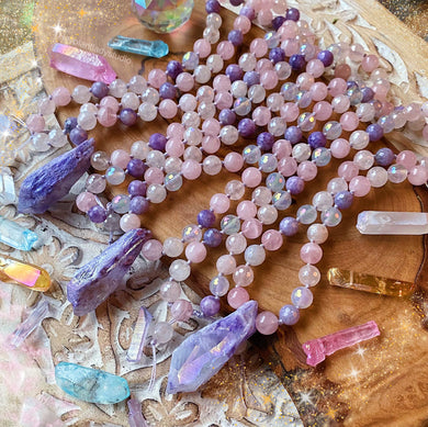 Calm Soul Mid Mala - Lepidolite + Rose Quartz - 72 Beads