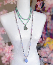 Load image into Gallery viewer, Heart of Light - 108 - Blue Chalcedony + Kunzite + Botswana Agate + Cherry Blossom Agate + Clear Quartz + Howlite