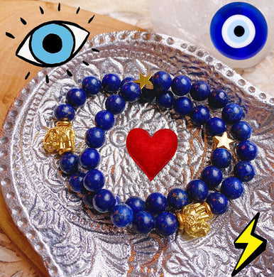 Truth + Guidance Bracelet - Lapis Lazuli + Lucky Elephant + 18K Gold Star