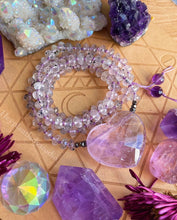 Load image into Gallery viewer, #3 - Peaceful Positive Energy - Gem Amethyst Heart + 108 Black Hematite Phantom Quartz