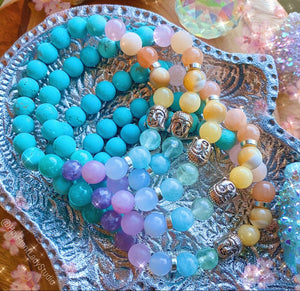 RESERVED - Nirvana Mala Bracelet - Silver Tibetan Buddha + Rainbow Gemstone Bracelet
