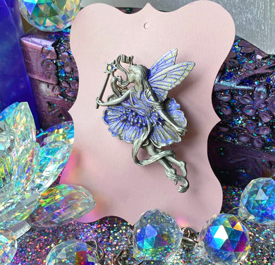 Purple Pixie  - Vintage Glitter Fairy Brooch