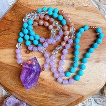 Load image into Gallery viewer, Choose Happiness Mala Necklace - Amethyst + Sunstone