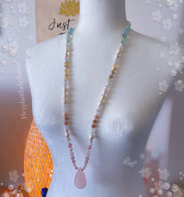 Load image into Gallery viewer, Rainbow Sherbet - Pearl + Pastel Rainbow Gemstone Mala Necklace