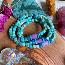 Load image into Gallery viewer, Lotus Pond Bracelet - Genuine Diamond Cut Turquoise + Phosphosiderite + Kyanite