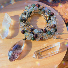 Load image into Gallery viewer, Vision to Reality - 108 - Garden Quartz(Lodolite) + Clear Quartz Mala