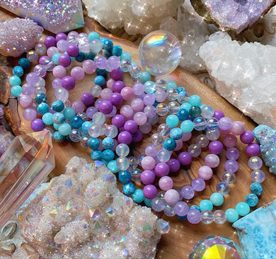 Tranquil Treasure Bracelet - Phosphosiderite + Kunzite + Amazonite + Aura Quartz