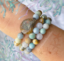 Load image into Gallery viewer, The Sandbar Set of Three - Fossil + Gemstone Stretch Bracelets