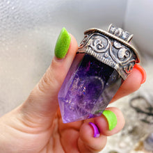 Load image into Gallery viewer, 55mm Labradorite + Amethyst 925 Sterling Pendant