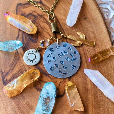 Boho Trinket Necklace - Hand Stamped - You choose