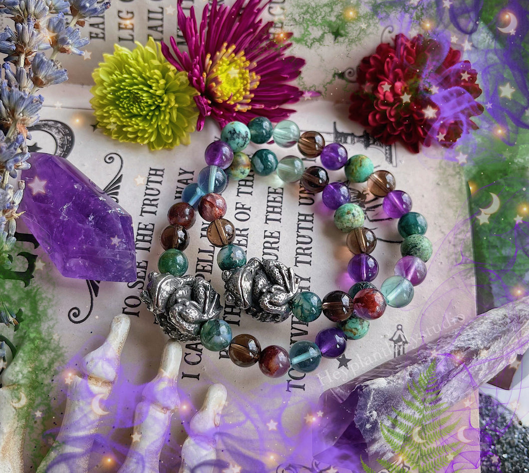 The Witch's Toad  - Stretch Gemstone Mala Bracelet