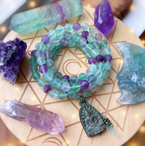 Optimist - 108 - Matte Rainbow Fluorite + Thai Buddha Mala
