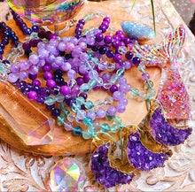 Load image into Gallery viewer, The Mystic Mala Necklace - Rainbow Fluorite + Amethyst 108 Beads