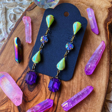 Gypsy Drops - Vintage Lime Green + Frosted Violet Dangles
