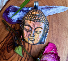 Load image into Gallery viewer, 55mm Sunset Flash Labradorite Buddha Pendant - 925 Sterling Silver