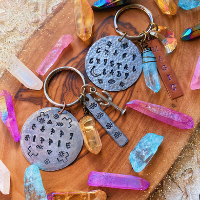 Boho Trinket Keychain - Hand Stamped - You choose