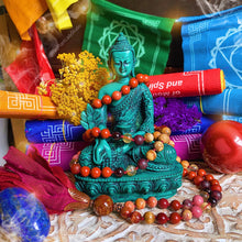 Load image into Gallery viewer, 6&quot; Medicine Buddha Statue - Green Resin - Peace + Health + Healing