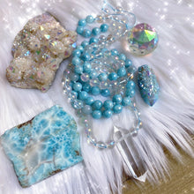 Load image into Gallery viewer, Meditating Mermaid Mala - Aquamarine + Aura Quartz + Mystic Aqua Jade
