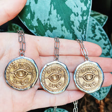 Load image into Gallery viewer, Eye Feel Lucky - Double Sided Silver + Brass Good Luck Charm + 20&quot; Paperclip Chain