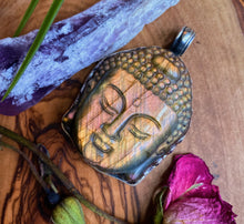 Load image into Gallery viewer, 55mm Sunset Flash Labradorite Buddha Pendant - 925 Sterling Silver