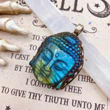 Load image into Gallery viewer, 55mm Labradorite Buddha Pendant - 925 Sterling Silver