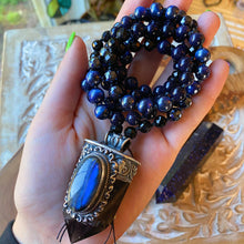 Load image into Gallery viewer, Midnight at the Castle Necklace  - 925 Sterling Labradorite Pendant + Black Tourmaline + Onyx