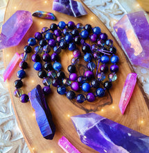 Load image into Gallery viewer, Andromeda- Mid Mala - AA Kyanite + Tigers Eye + Aura Quartz