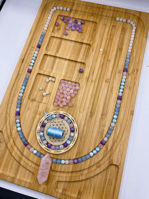 Reserved - 108 bead Larimar + Aquamarine Mala + Bracelet Set