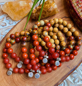 Abundant Energy Bracelet - Red Carnelian + Red Creek Jasper + Natural Wood Jasper + Red Jasper
