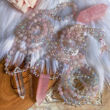 Load image into Gallery viewer, Fairy Dust Mala - Rose Quartz + Mystic Rose Quartz + Aura Quartz