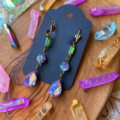 Lavender Dew Drops  - Aurora Borealis + Lavender Dangles