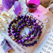 Load image into Gallery viewer, Grounded Mystic Bracelet - Purple Hematite + Purple Aura Quartz + Purple Tiger Eye