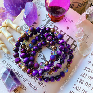 Grounded Mystic Bracelet - Purple Hematite + Purple Aura Quartz + Purple Tiger Eye